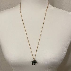Jcrew Gold and Gray Enamel Elephant Charm Necklace